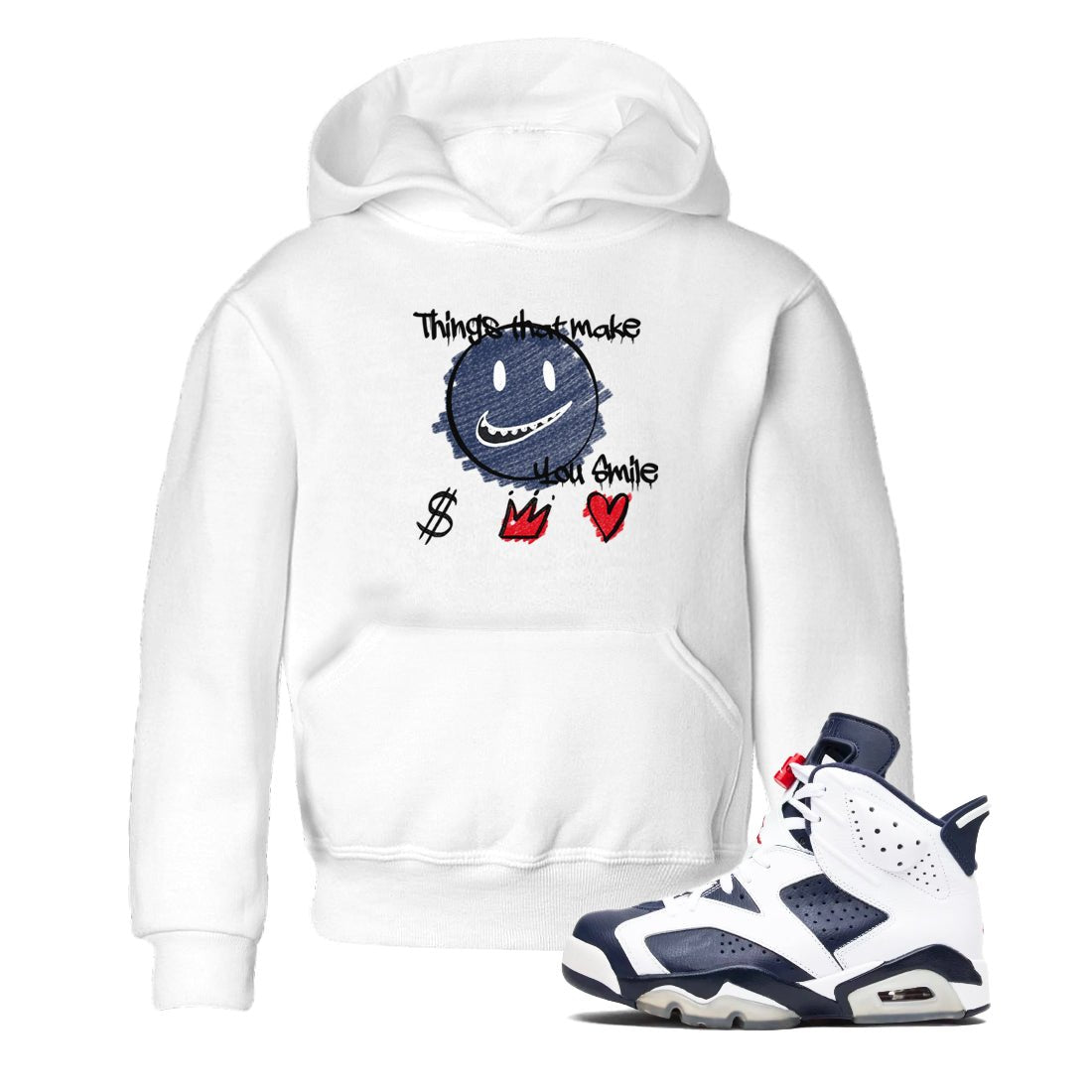 6s Olympic shirts to match jordans Things That Make You Smile sneaker match tees Air Jordan 6 Olympic SNRT Sneaker Tees streetwear brand Baby and Youth White 1 cotton tee