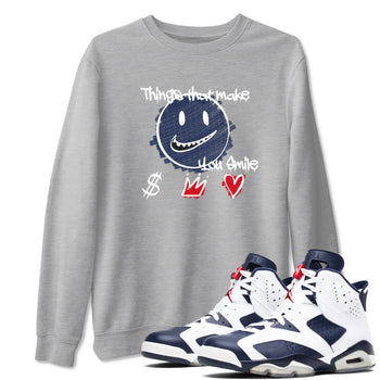 6s Olympic shirts to match jordans Things That Make You Smile sneaker match tees Air Jordan 6 Olympic SNRT Sneaker Tees streetwear brand Heather Grey 1 unisex cotton tee