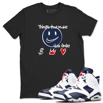 6s Olympic shirts to match jordans Things That Make You Smile sneaker match tees Air Jordan 6 Olympic SNRT Sneaker Tees streetwear brand Black 1 unisex cotton tee
