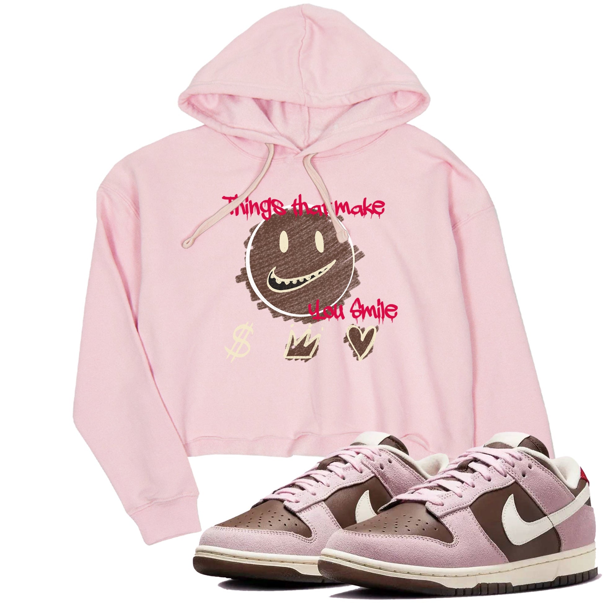 Dunk Cacao Wow And Pink Foam shirts to match jordans Things That Make You Smile sneaker match tees Dunk Cacao Wow And Pink Foam SNRT Sneaker Tees streetwear brand Pink 1 crop tee