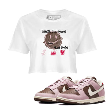 Dunk Cacao Wow And Pink Foam shirts to match jordans Things That Make You Smile sneaker match tees Dunk Cacao Wow And Pink Foam SNRT Sneaker Tees streetwear brand White 1 crop tee