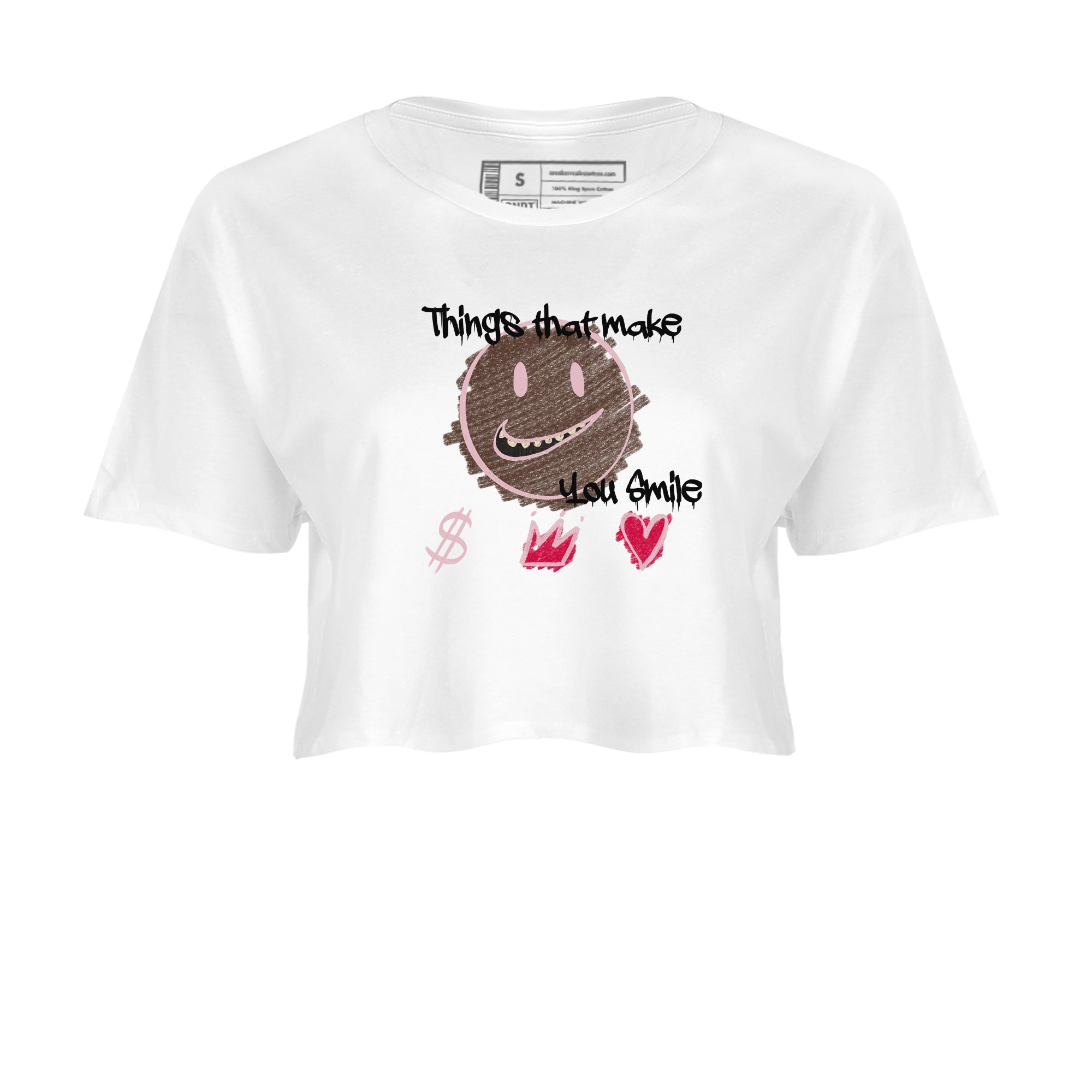 Dunk Cacao Wow And Pink Foam shirts to match jordans Things That Make You Smile sneaker match tees Dunk Cacao Wow And Pink Foam SNRT Sneaker Tees streetwear brand White 2 crop tee