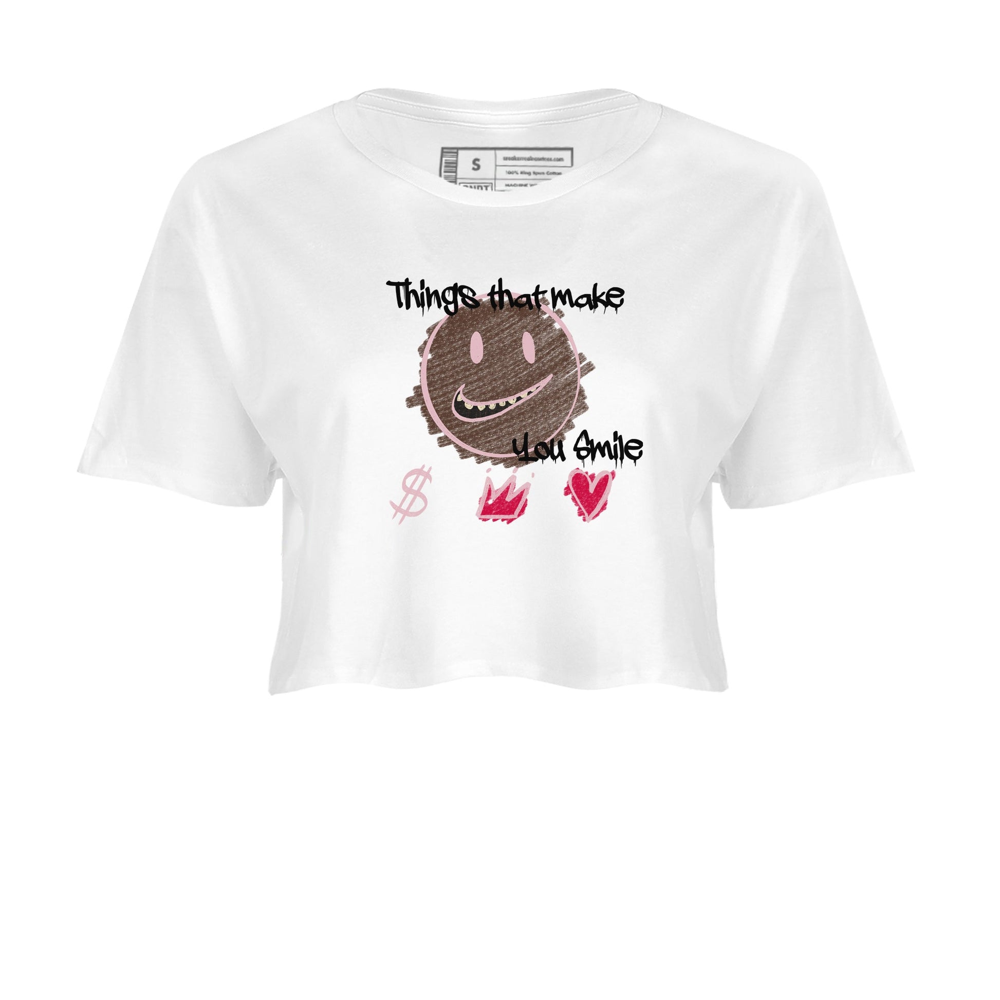 Dunk Cacao Wow And Pink Foam shirts to match jordans Things That Make You Smile sneaker match tees Dunk Cacao Wow And Pink Foam SNRT Sneaker Tees streetwear brand White 2 crop tee