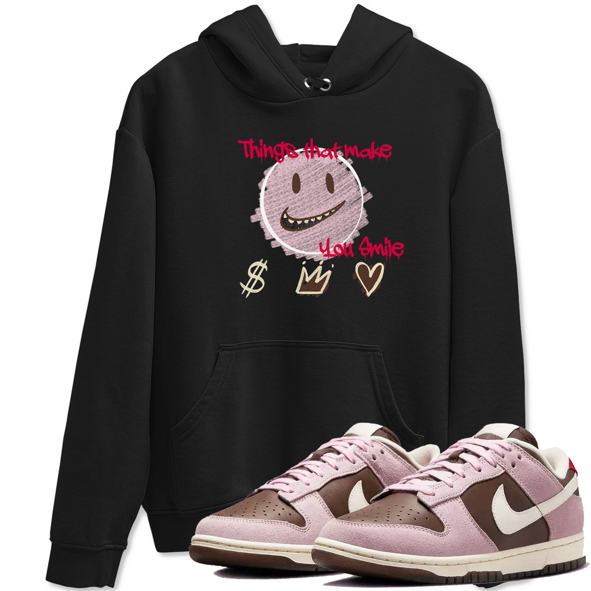 Dunk Cacao Wow And Pink Foam shirts to match jordans Things That Make You Smile sneaker match tees Dunk Cacao Wow And Pink Foam SNRT Sneaker Tees streetwear brand Black 1 unisex cotton tee