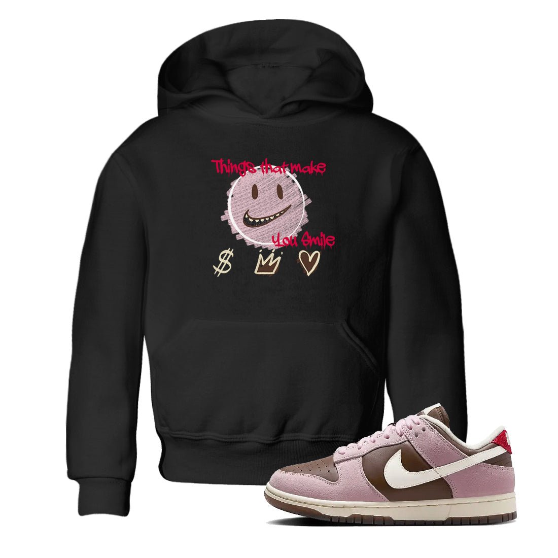 Dunk Cacao Wow And Pink Foam shirts to match jordans Things That Make You Smile sneaker match tees Dunk Cacao Wow And Pink Foam SNRT Sneaker Tees streetwear brand Baby and Youth Black 1 cotton tee