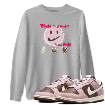 Dunk Cacao Wow And Pink Foam shirts to match jordans Things That Make You Smile sneaker match tees Dunk Cacao Wow And Pink Foam SNRT Sneaker Tees streetwear brand Heather Grey 1 unisex cotton tee