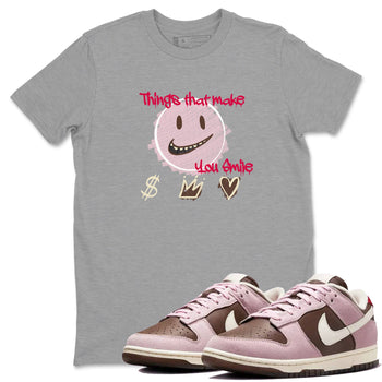 Dunk Cacao Wow And Pink Foam shirts to match jordans Things That Make You Smile sneaker match tees Dunk Cacao Wow And Pink Foam SNRT Sneaker Tees streetwear brand Heather Grey 1 unisex cotton tee