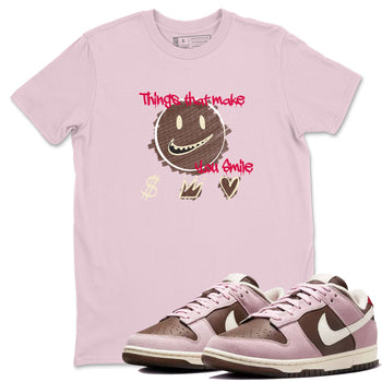 Dunk Cacao Wow And Pink Foam shirts to match jordans Things That Make You Smile sneaker match tees Dunk Cacao Wow And Pink Foam SNRT Sneaker Tees streetwear brand Pink 1 unisex cotton tee