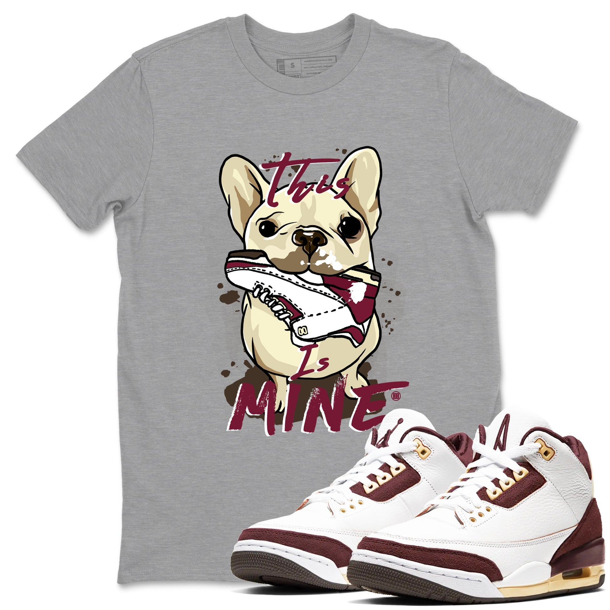 3s A Ma Maniere x Burgundy Crush shirts to match jordans This Is Mine sneaker match teesA Ma Maniére x Air Jordan 3 "Burgundy Crush" SNRT Sneaker Tees streetwear brand Heather Grey 1 unisex cotton tee