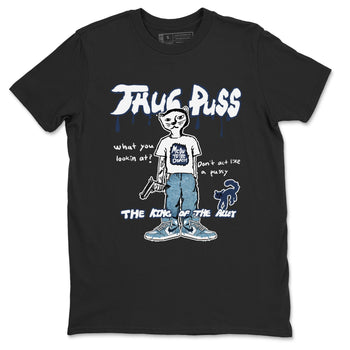 1s Denim shirts to match jordans Thug Puss sneaker match tees Air Jordan 1 Denim SNRT Sneaker Tees streetwear brand Black 2 unisex cotton tee
