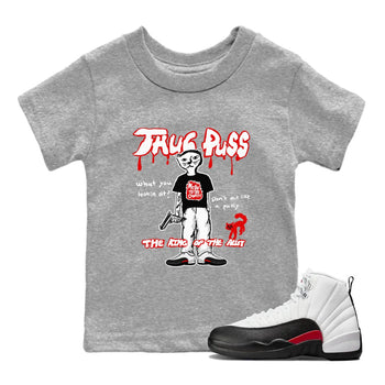 12s Taxi Flip shirt to match jordans Thug Puss sneaker tees Air Jordan 12 Taxi Flip SNRT sneaker release tees baby toddler Heather Grey 1 cotton Shirt
