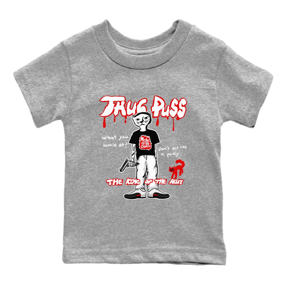 12s Taxi Flip shirt to match jordans Thug Puss sneaker tees Air Jordan 12 Taxi Flip SNRT sneaker release tees baby toddler Heather Grey 2 cotton Shirt