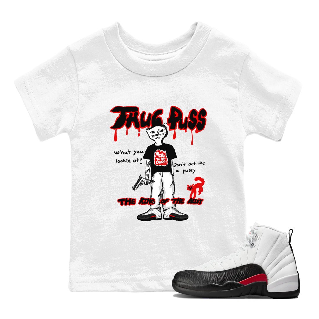 12s Taxi Flip shirt to match jordans Thug Puss sneaker tees Air Jordan 12 Taxi Flip SNRT sneaker release tees baby toddler White 1 cotton Shirt