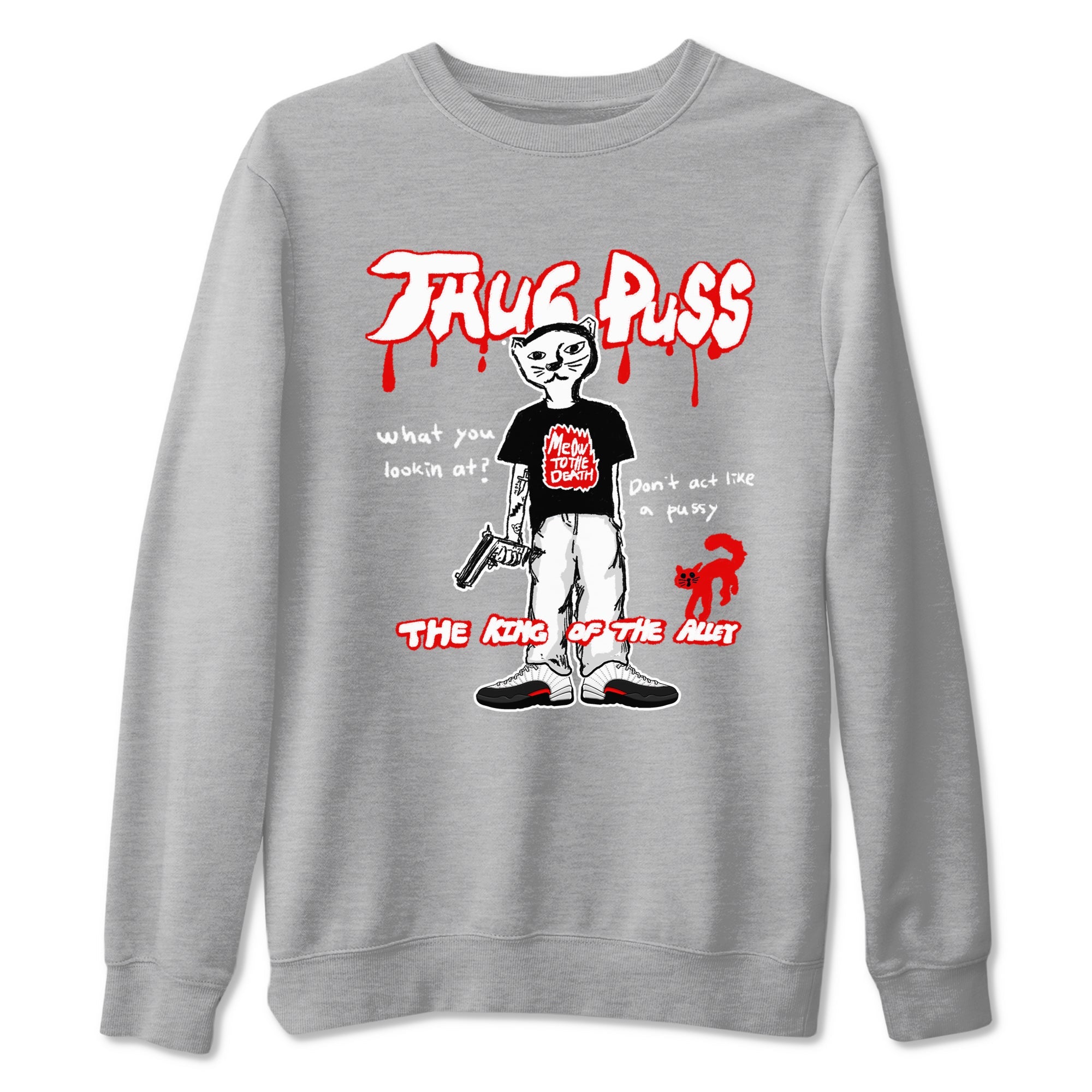 12s Taxi Flip shirt to match jordans Thug Puss sneaker tees Air Jordan 12 Taxi Flip SNRT Sneaker Release Tees unisex cotton Heather Grey 2 crew neck shirt