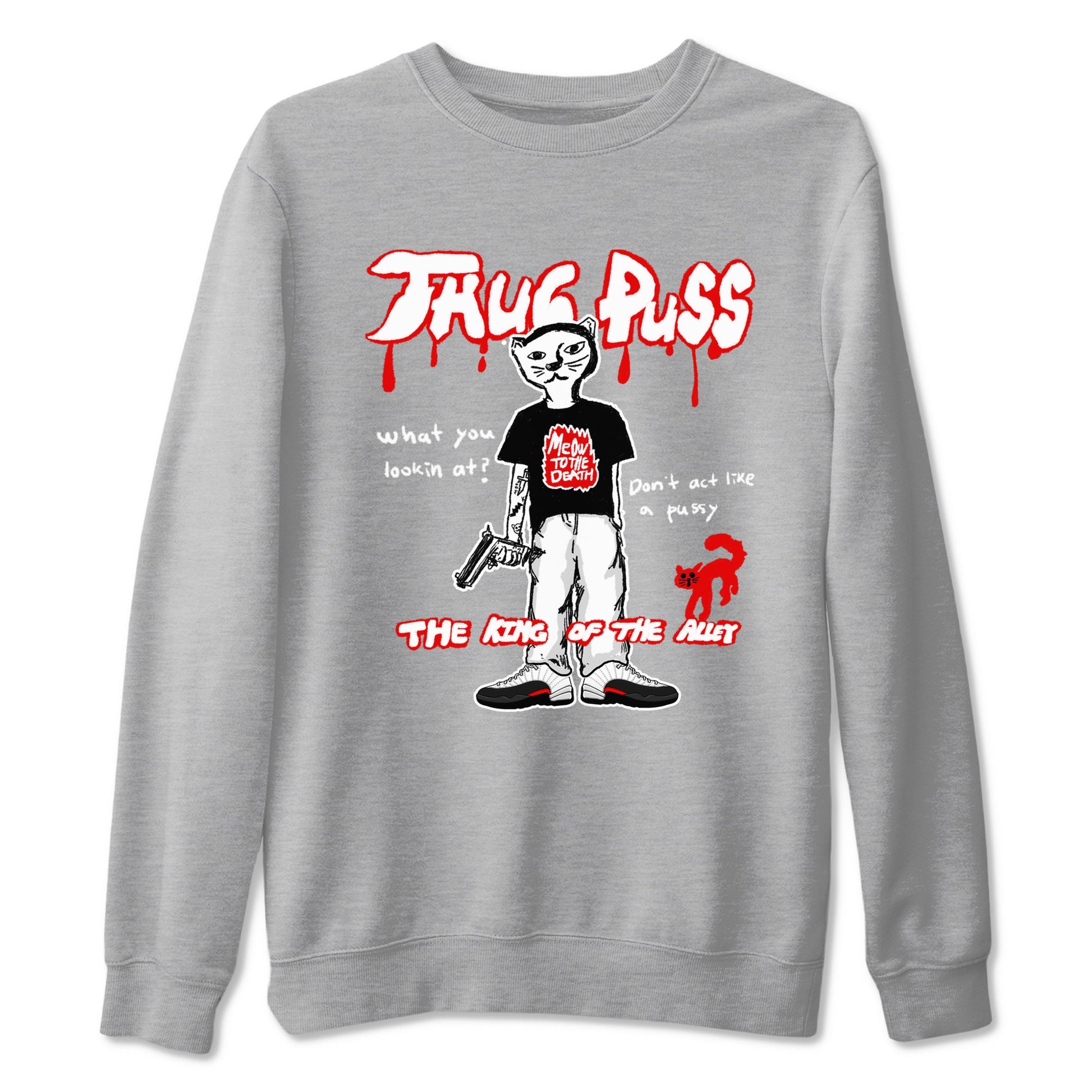 12s Taxi Flip shirt to match jordans Thug Puss sneaker tees Air Jordan 12 Taxi Flip SNRT Sneaker Release Tees unisex cotton Heather Grey 2 crew neck shirt