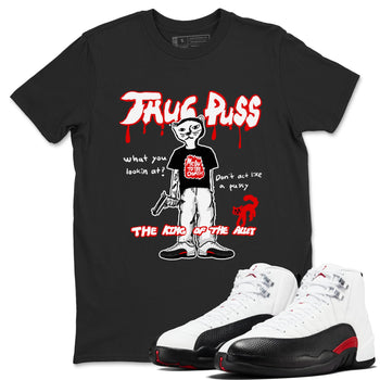 12s Taxi Flip shirt to match jordans Thug Puss sneaker tees Air Jordan 12 Taxi Flip SNRT Sneaker Release Tees unisex cotton Black 1 crew neck shirt