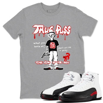 12s Taxi Flip shirt to match jordans Thug Puss sneaker tees Air Jordan 12 Taxi Flip SNRT Sneaker Release Tees unisex cotton Heather Grey 1 crew neck shirt