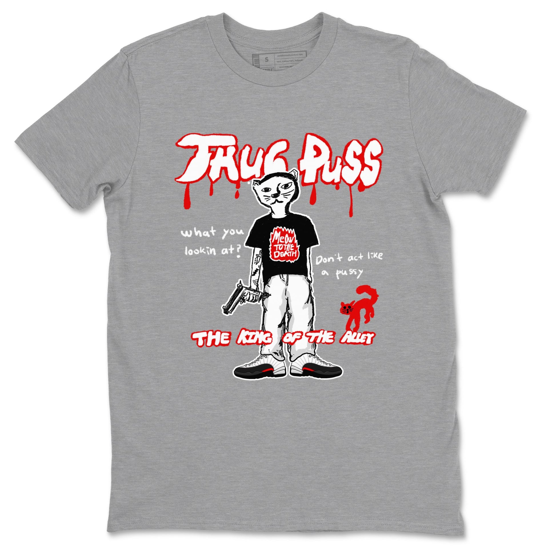 12s Taxi Flip shirt to match jordans Thug Puss sneaker tees Air Jordan 12 Taxi Flip SNRT Sneaker Release Tees unisex cotton Heather Grey 2 crew neck shirt