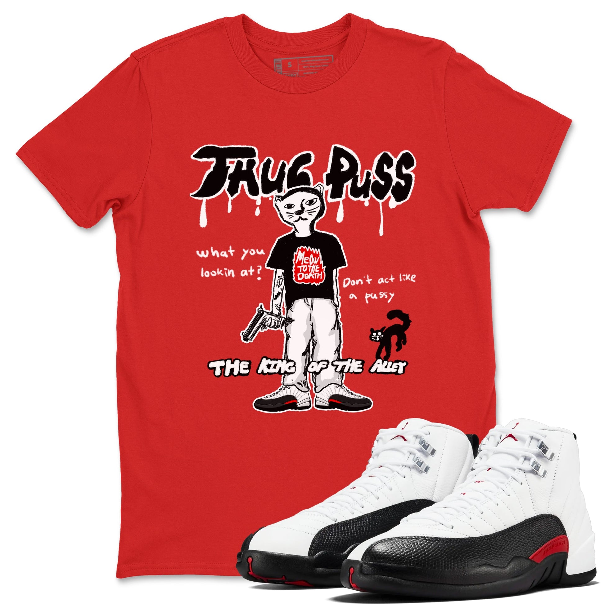 12s Taxi Flip shirt to match jordans Thug Puss sneaker tees Air Jordan 12 Taxi Flip SNRT Sneaker Release Tees unisex cotton Red 1 crew neck shirt