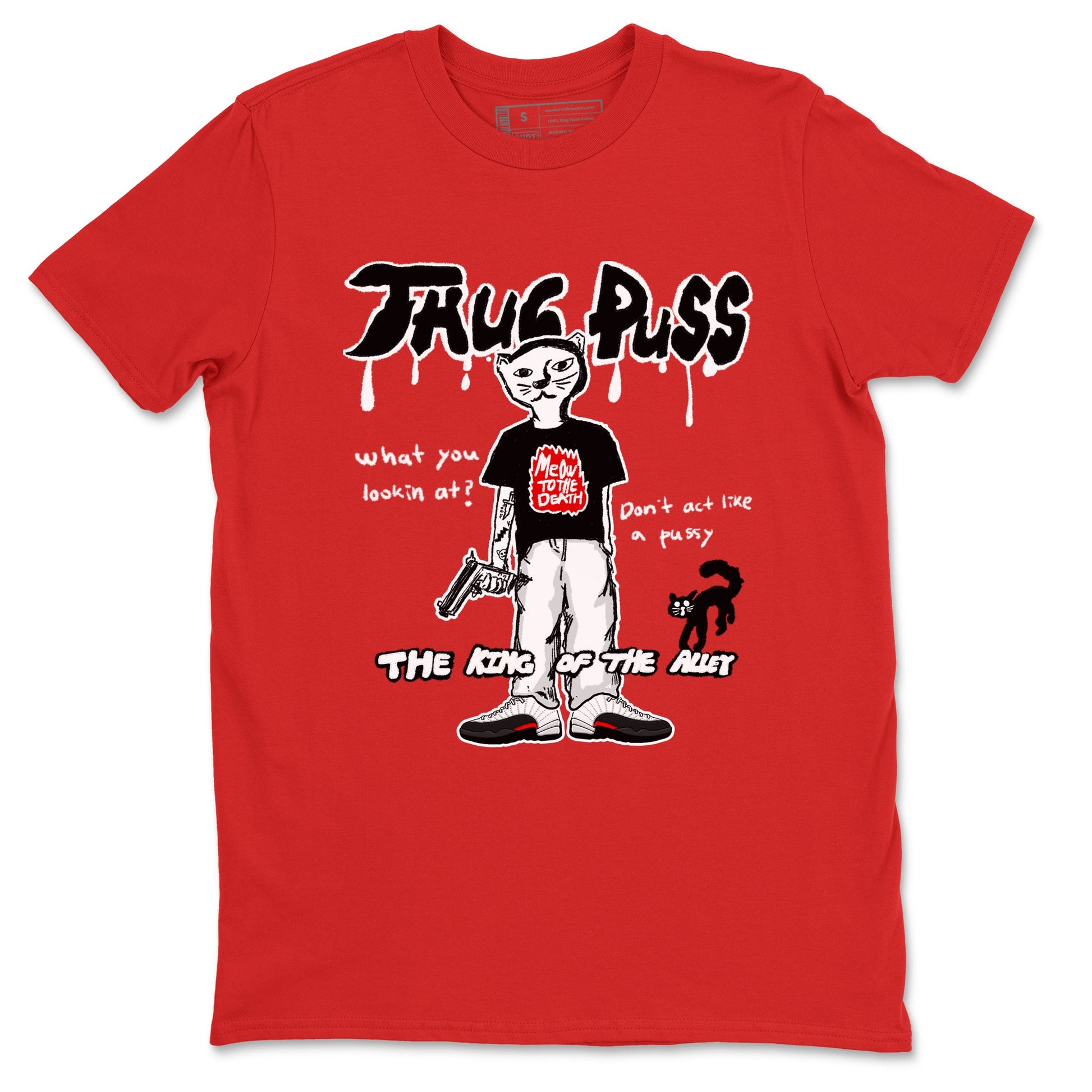 12s Taxi Flip shirt to match jordans Thug Puss sneaker tees Air Jordan 12 Taxi Flip SNRT Sneaker Release Tees unisex cotton Red 2 crew neck shirt