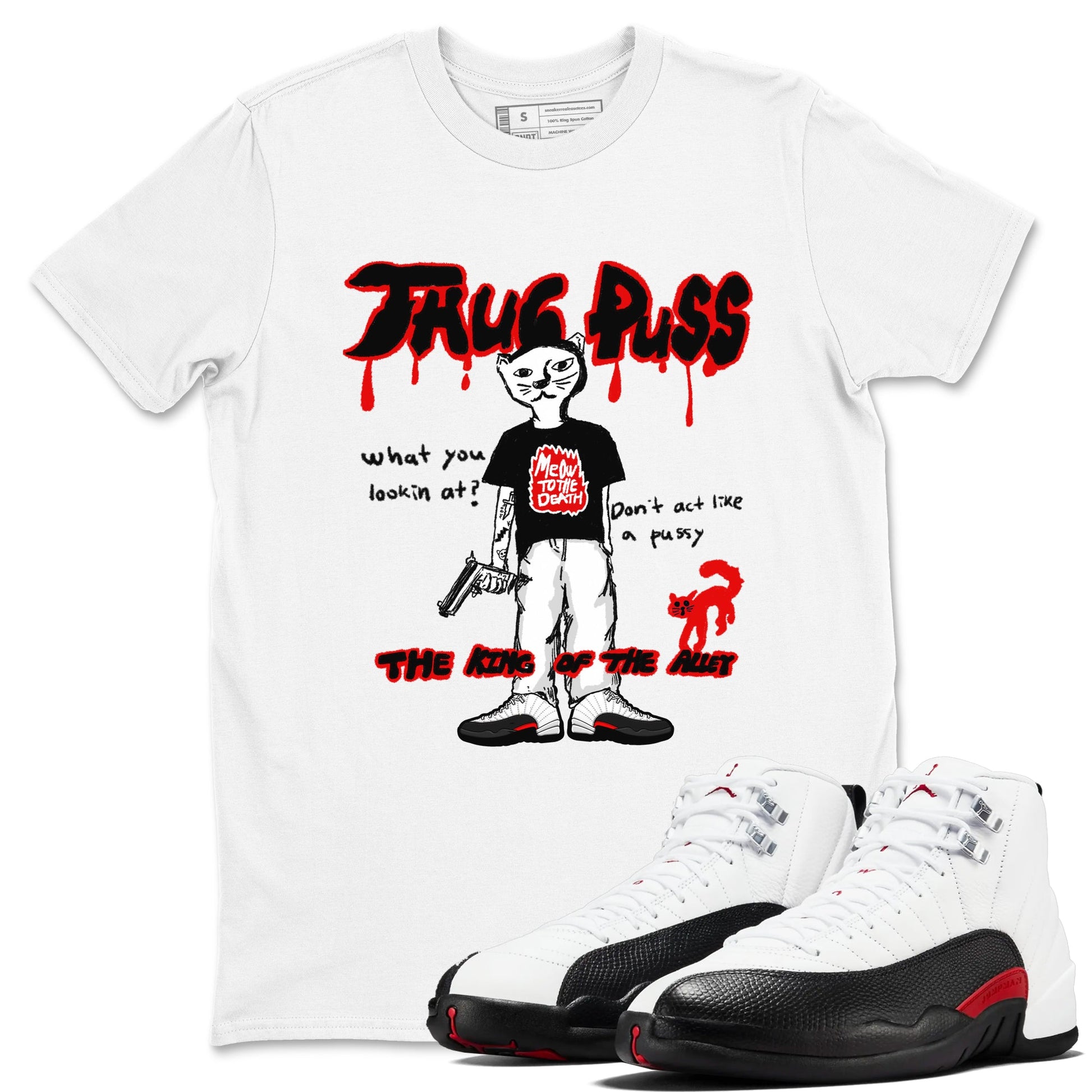12s Taxi Flip shirt to match jordans Thug Puss sneaker tees Air Jordan 12 Taxi Flip SNRT Sneaker Release Tees unisex cotton White 1 crew neck shirt