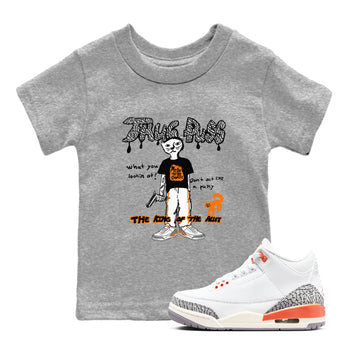 AJ3 Georgia Peach shirt to match jordans Thug Puss sneaker tees Air Jordan 3 Retro Georgia Peach SNRT sneaker release tees baby toddler Heather Grey 1 cotton Shirt