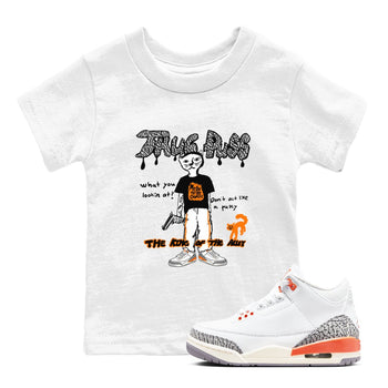 AJ3 Georgia Peach shirt to match jordans Thug Puss sneaker tees Air Jordan 3 Retro Georgia Peach SNRT sneaker release tees baby toddler White 1 cotton Shirt