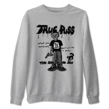 4s Black Cat shirts to match jordans Thug Puss sneaker match tees Air Jordan 4 Black Cat match shoes to clothes SNRT Sneaker Tees unisex cotton Heather Grey 2 shirts
