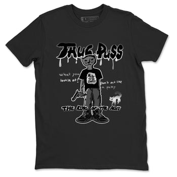 4s Black Cat shirts to match jordans Thug Puss sneaker match tees Air Jordan 4 Black Cat match shoes to clothes SNRT Sneaker Tees unisex cotton Black 2 shirts