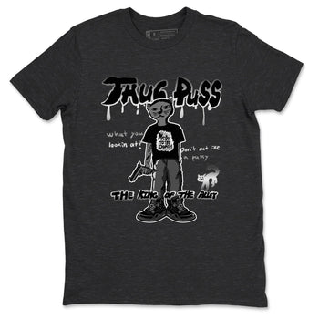 4s Black Cat shirts to match jordans Thug Puss sneaker match tees Air Jordan 4 Black Cat match shoes to clothes SNRT Sneaker Tees unisex cotton Charcoal Heather 2 shirts
