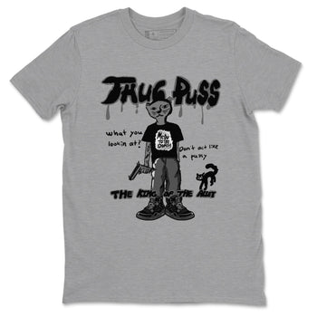 4s Black Cat shirts to match jordans Thug Puss sneaker match tees Air Jordan 4 Black Cat match shoes to clothes SNRT Sneaker Tees unisex cotton Heather Grey 2 shirts
