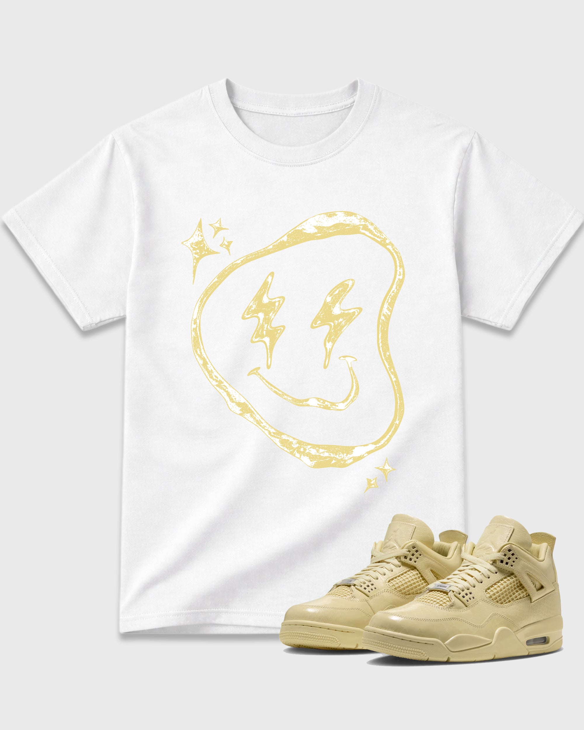 Thunder Daze Graphic T-Shirt featuring original streetwear artwork designed to match the Air Jordan 4 X J Balvin 'Amazonas'. White 1 Graphic T-Shirt.
