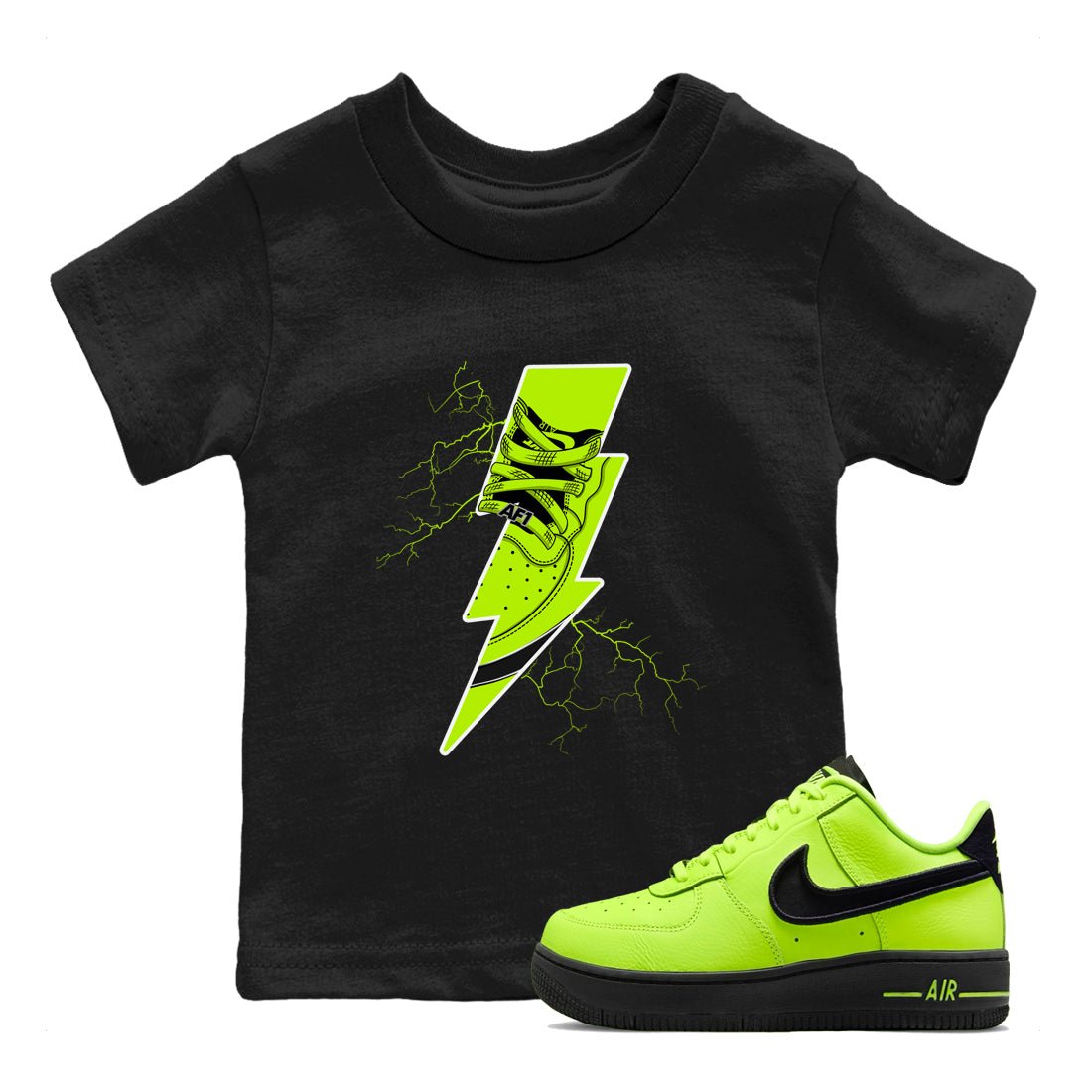 Air Force 1 Low Dance Volt shirts to match jordans Thunder Kick sneaker match tees Air Force 1 Volt match shoes to clothes SNRT Sneaker Tees Youth Baby Black 1 tee