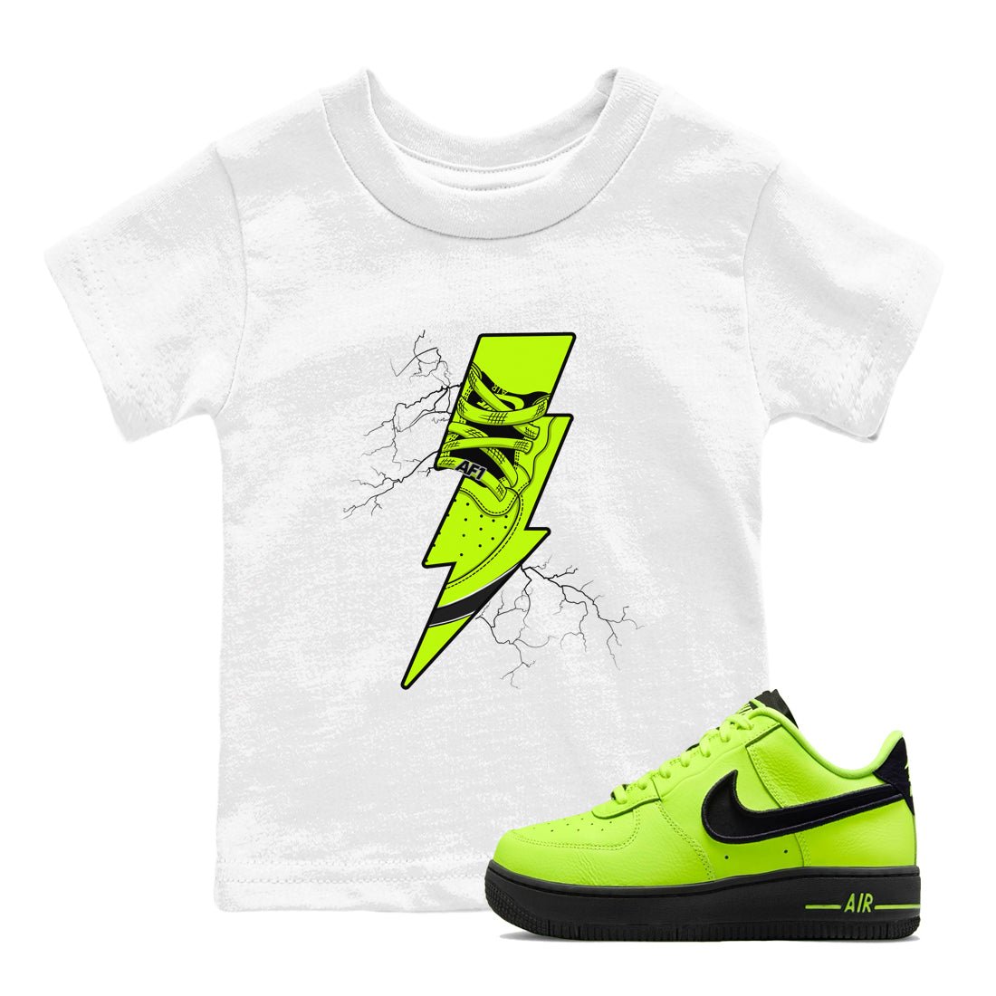 Air Force 1 Low Dance Volt shirts to match jordans Thunder Kick sneaker match tees Air Force 1 Volt match shoes to clothes SNRT Sneaker Tees Youth Baby White 1 tee