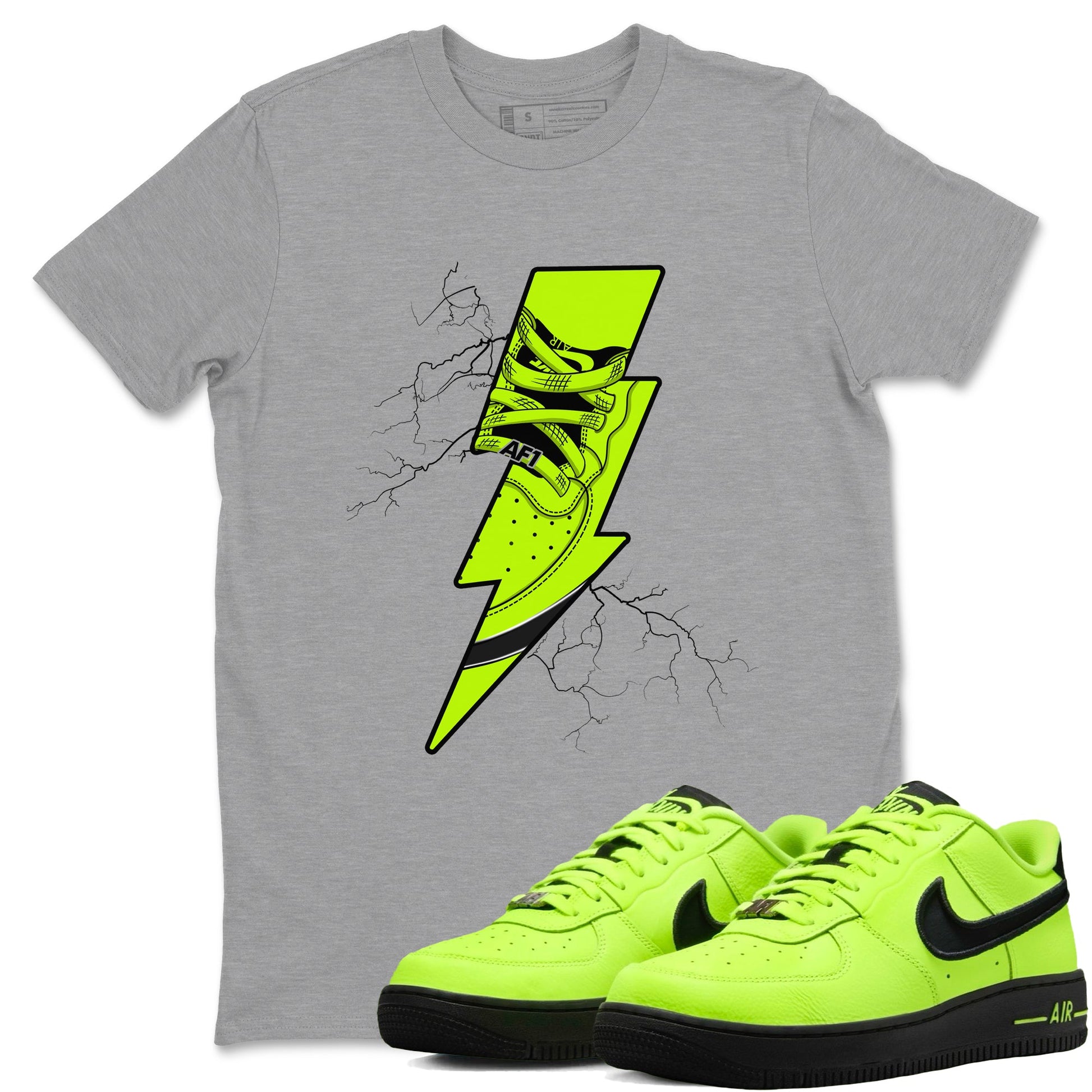 Air Force 1 Low Dance Volt shirts to match jordans Thunder Kick sneaker match tees Air Force 1 Volt match shoes to clothes SNRT Sneaker Tees unisex cotton Heather Grey 1 shirts