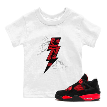 4s Red Thunder shirts to match jordans Thunder Kick sneaker match tees Air Jordan 4 Red Thunder SNRT Sneaker Tees streetwear brand Baby and Youth White 1 cotton tee