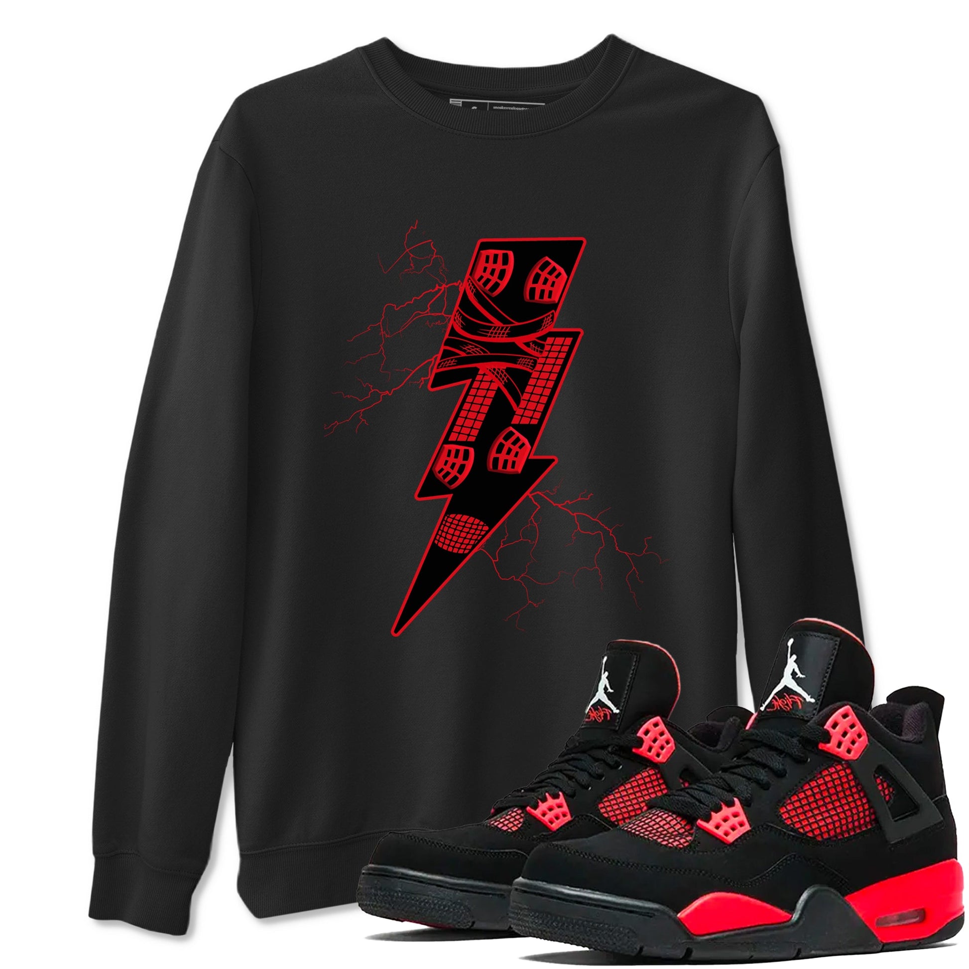 4s Red Thunder shirts to match jordans Thunder Kick sneaker match tees Air Jordan 4 Red Thunder SNRT Sneaker Tees streetwear brand Black 1 unisex cotton tee