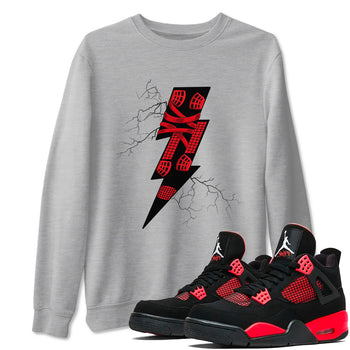 4s Red Thunder shirts to match jordans Thunder Kick sneaker match tees Air Jordan 4 Red Thunder SNRT Sneaker Tees streetwear brand Heather Grey 1 unisex cotton tee