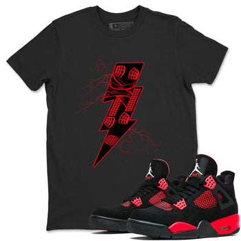 4s Red Thunder shirts to match jordans Thunder Kick sneaker match tees Air Jordan 4 Red Thunder SNRT Sneaker Tees streetwear brand Black 1 unisex cotton tee