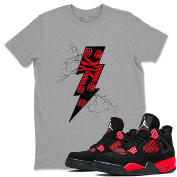 4s Red Thunder shirts to match jordans Thunder Kick sneaker match tees Air Jordan 4 Red Thunder SNRT Sneaker Tees streetwear brand Heather Grey 1 unisex cotton tee