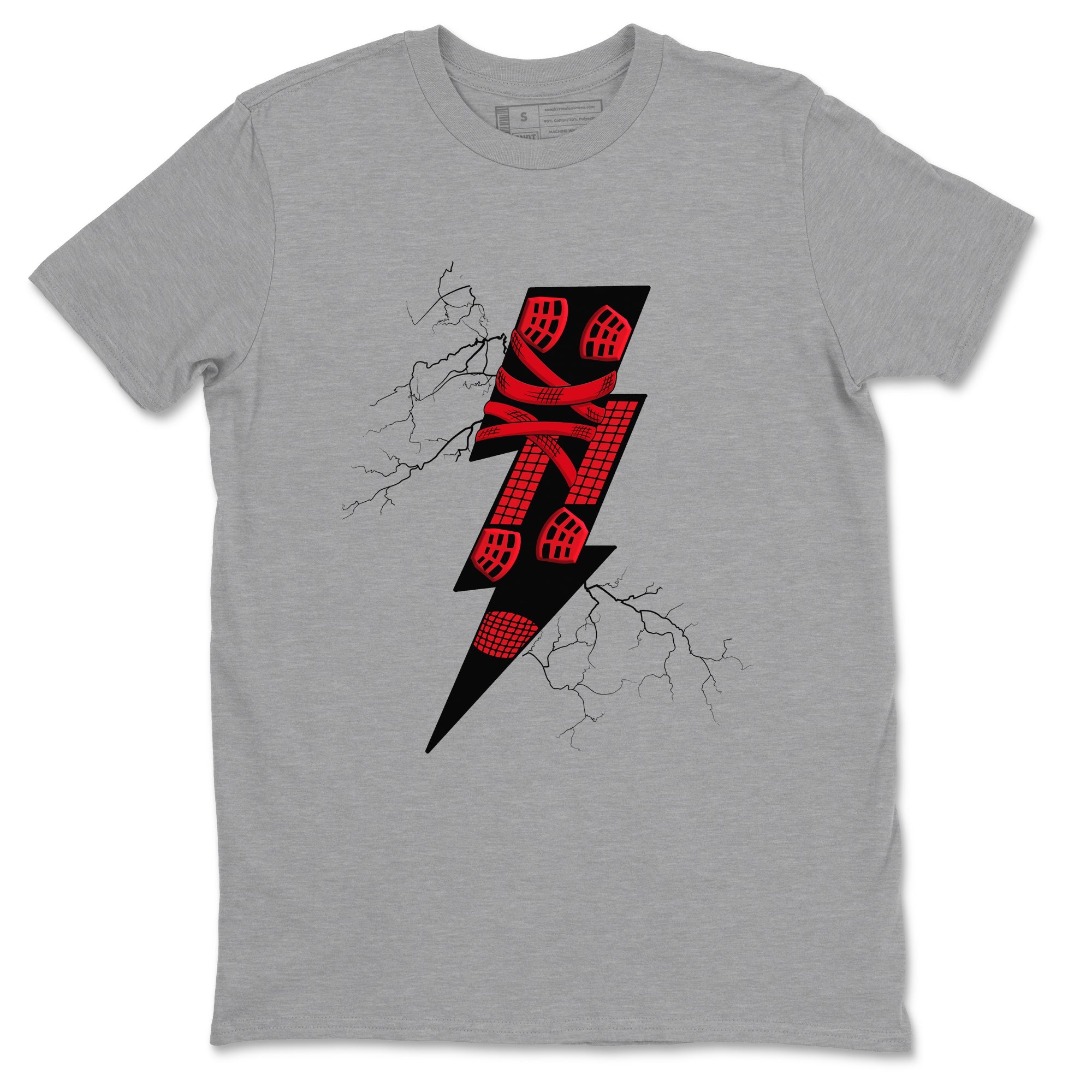 4s Red Thunder shirts to match jordans Thunder Kick sneaker match tees Air Jordan 4 Red Thunder SNRT Sneaker Tees streetwear brand Heather Grey 2 unisex cotton tee