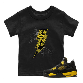 AJ4 Thunder shirts to match jordans Thunder Kick sneaker match tees Air Jordan 4 Thunder SNRT Sneaker Tees streetwear brand Baby and Youth Black 1 cotton tee