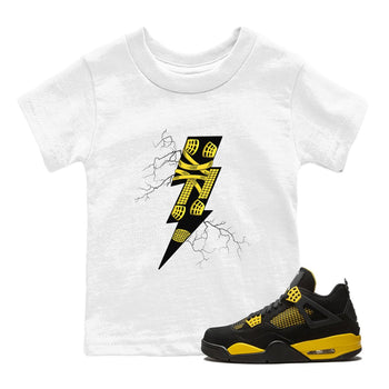 AJ4 Thunder shirts to match jordans Thunder Kick sneaker match tees Air Jordan 4 Thunder SNRT Sneaker Tees streetwear brand Baby and Youth White 1 cotton tee
