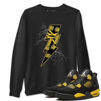 AJ4 Thunder shirts to match jordans Thunder Kick sneaker match tees Air Jordan 4 Thunder SNRT Sneaker Tees streetwear brand Black 1 unisex cotton tee