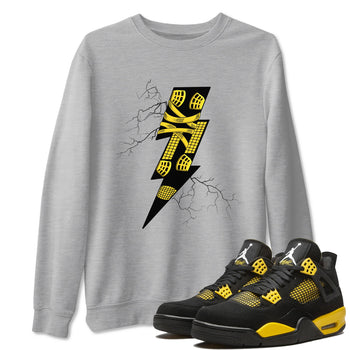AJ4 Thunder shirts to match jordans Thunder Kick sneaker match tees Air Jordan 4 Thunder SNRT Sneaker Tees streetwear brand Heather Grey 1 unisex cotton tee