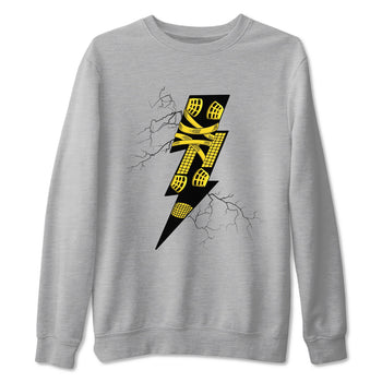 AJ4 Thunder shirts to match jordans Thunder Kick sneaker match tees Air Jordan 4 Thunder SNRT Sneaker Tees streetwear brand Heather Grey 2 unisex cotton tee