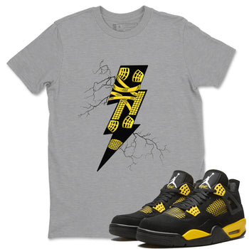 AJ4 Thunder shirts to match jordans Thunder Kick sneaker match tees Air Jordan 4 Thunder SNRT Sneaker Tees streetwear brand Heather Grey 1 unisex cotton tee