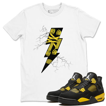 AJ4 Thunder shirts to match jordans Thunder Kick sneaker match tees Air Jordan 4 Thunder SNRT Sneaker Tees streetwear brand White 1 unisex cotton tee