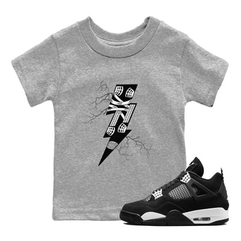 AJ4 White Thunder shirts to match jordans Thunder Kick sneaker match tees Air Jordan 4 White Thunder SNRT Sneaker Tees streetwear brand Baby and Youth Heather Grey 1 cotton tee