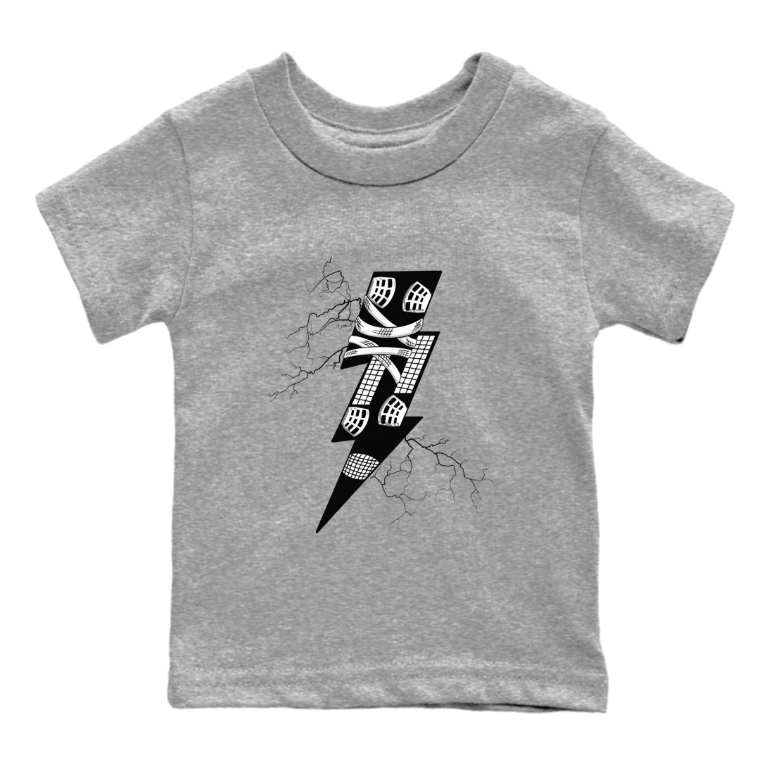 AJ4 White Thunder shirts to match jordans Thunder Kick sneaker match tees Air Jordan 4 White Thunder SNRT Sneaker Tees streetwear brand Baby and Youth Heather Grey 2 cotton tee